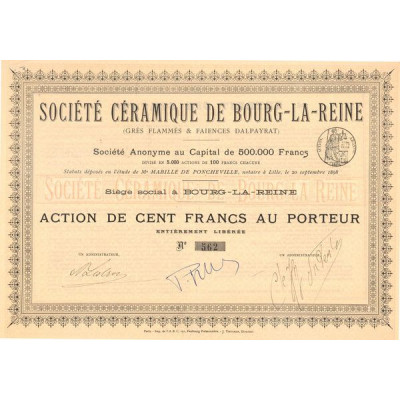 Sté Céramique de Bourg-la-Reine (Grès Flammés & Faiences Dalpayrat) (Act 100 F)