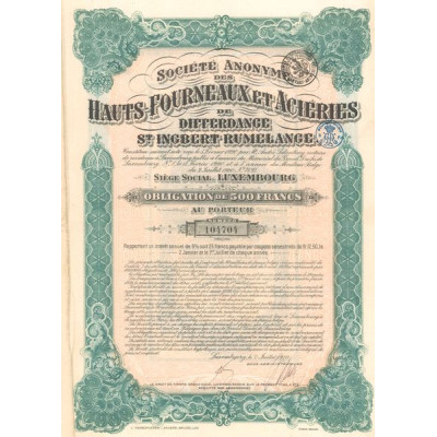 S.A. des Hauts-Fourneaux et Aciéries de Differdange St-Ingbert-Rumelange (Obl 500 F)