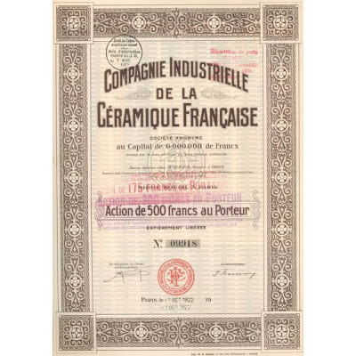 Cie Industrielle de la Céramique Française (Act 500 F)