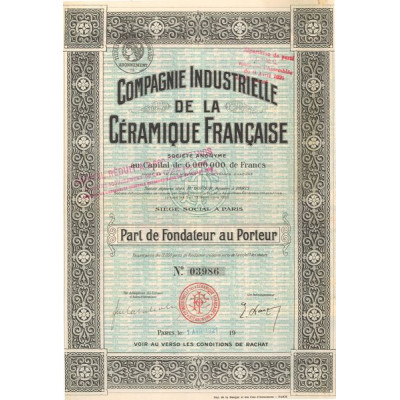 Cie Industrielle de la Céramique Française (PF)