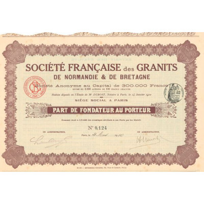 Sté Française des Granits de Normandie & de Bretagne (PF)