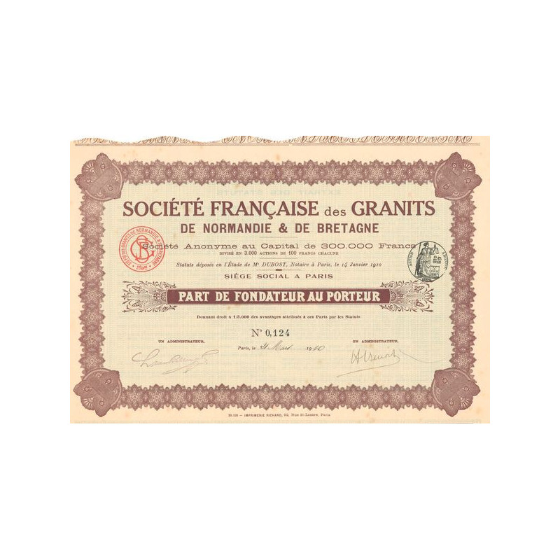 Sté Française des Granits de Normandie & de Bretagne (PF)