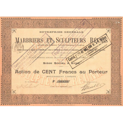Entreprise Gale de Marbriers et Sculpteurs Réunis (Ornements. Sculpture. Travaux Funéraires et Religieux) (Act 100 F)