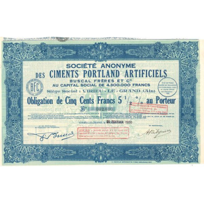 S.A. des Ciments Portland Artificiels Buscal Frères et Cie (Obl 500 F 5½%)