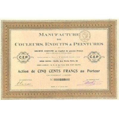 Manufacture de Couleurs. Enduits & Peintures (Act 500 F)