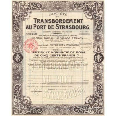 Sté de Transbordement au Port de Strasbourg (Blanquette)(Certif Nomin Bon 500 F 7%)