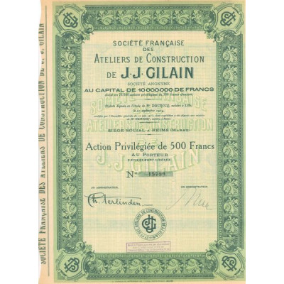 Sté Française des Ateliers de Construction de J. J. Gilain (Act P 500 F)