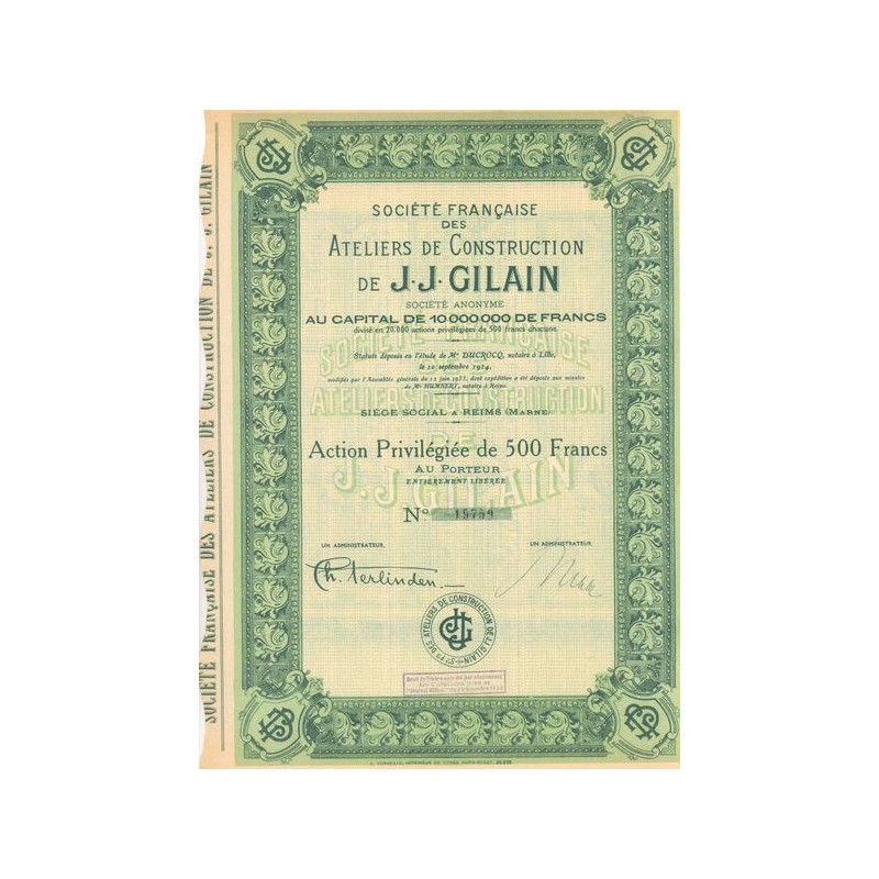Sté Française des Ateliers de Construction de J. J. Gilain (Act P 500 F)