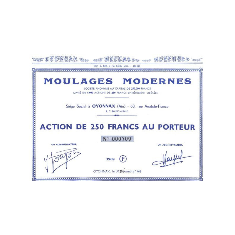 Moulages Modernes (Act 250 F)