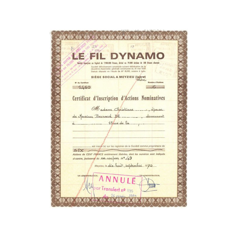 Le Fil Dynamo (Certif Inscrip Titre 06 Act Nomin)