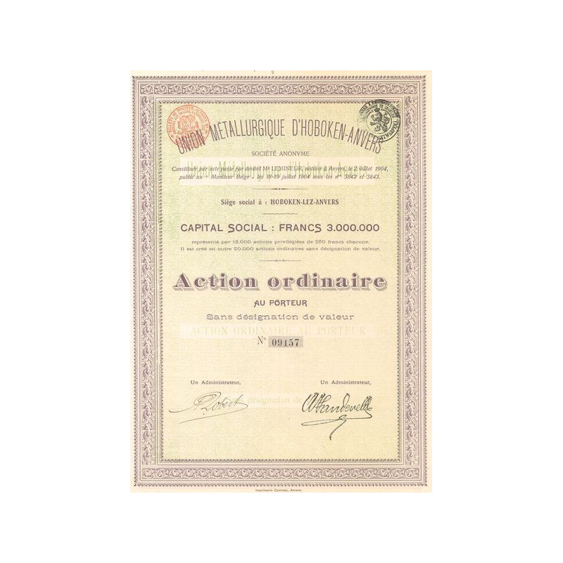 Union Métallurgique d'Hoboken-Anvers (Act Ordin 250 F)