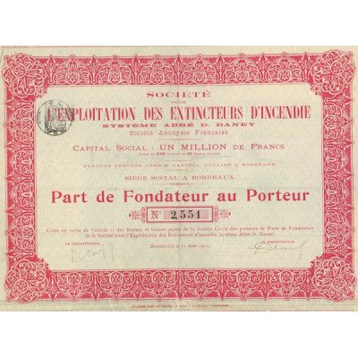 Sté pour l'Exploitation des Extincteurs d'Incendie - Système Abbé D. Daney (PF)