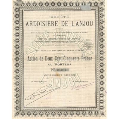 Sté Ardoisière de l'Anjou (Act 250 F)