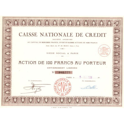 Caisse Nationale de Crédit (Act 100 F)