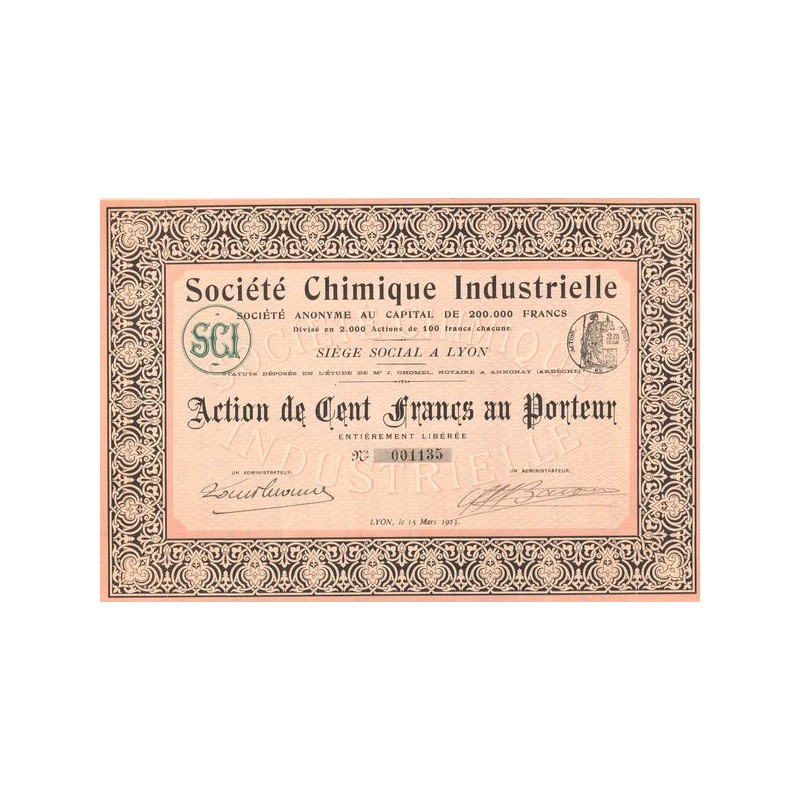 Sté Chimique Industrielle (Act 100 F)