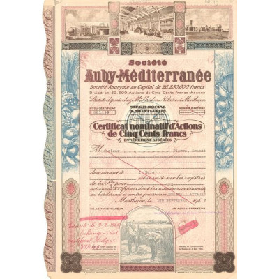 Sté Auby-Méditerranée (Certif Nomin Act 500 F)