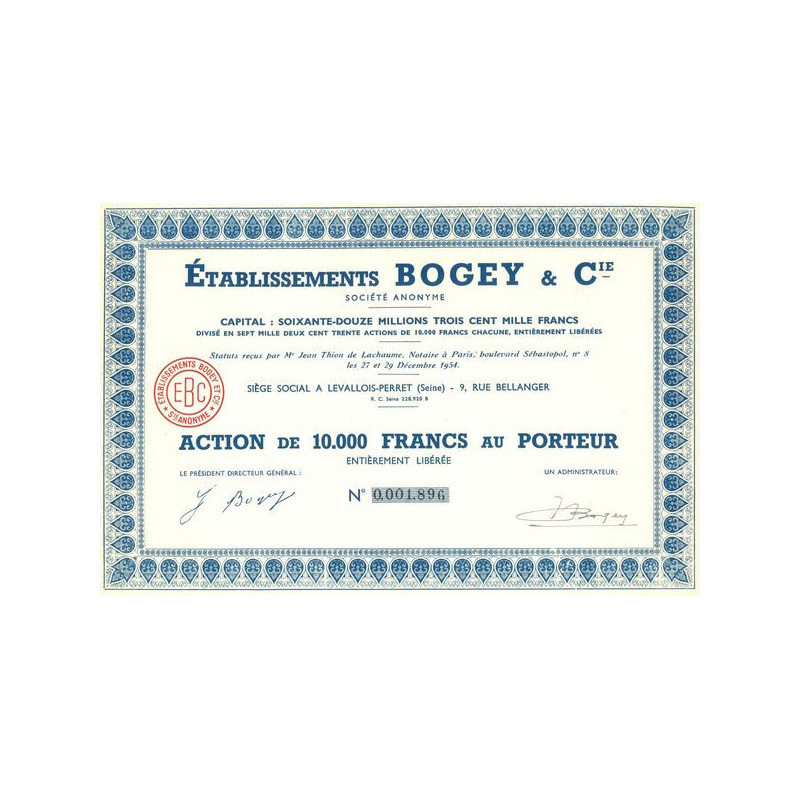 Etablissements Bogey & Cie (Act 10000 F)