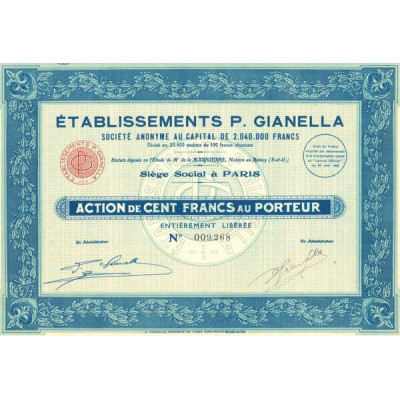 Etablissements P. Gianella (Act 100 F)