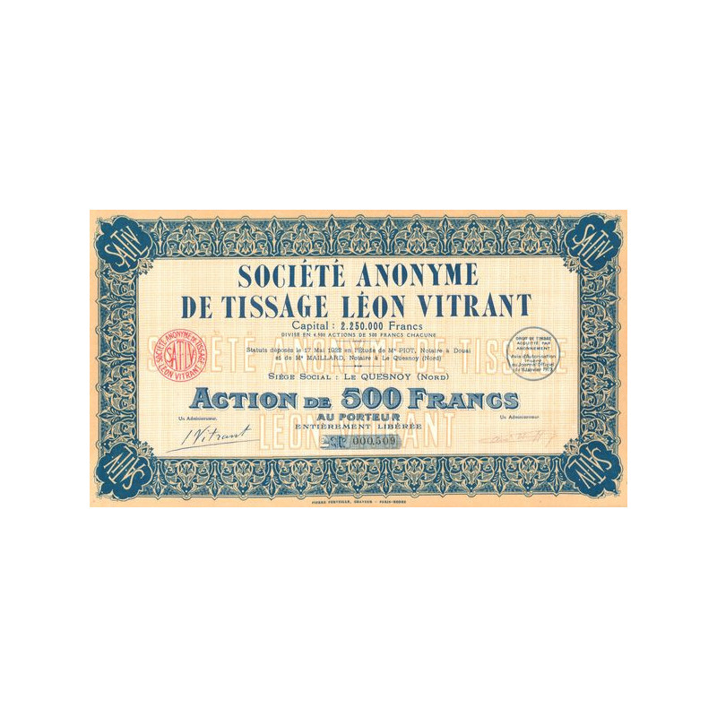 S.A. de Tissage Léon Vitrant (Act 500 F)