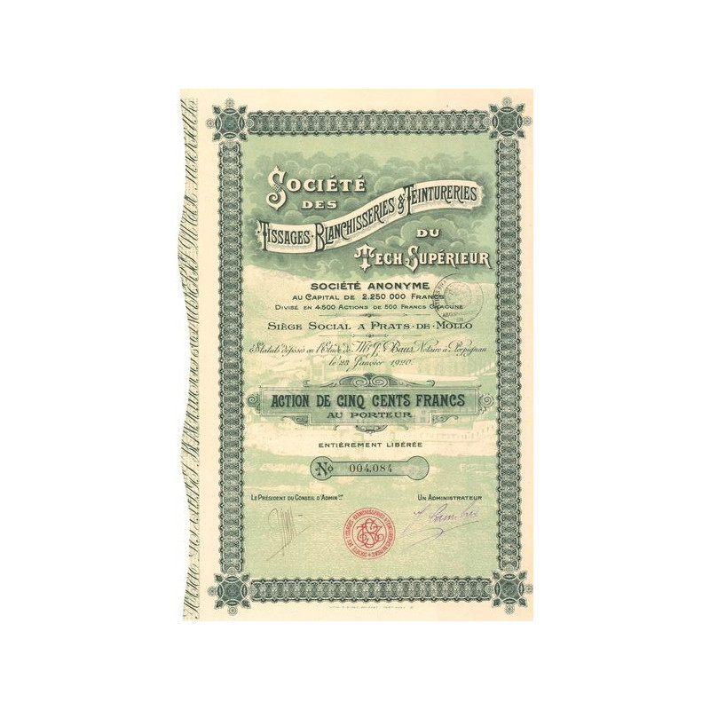 Sté des Tissage Blanchisseries & Teintureries du Tech Supérieur (Act 500 F)