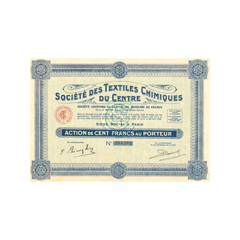 Sté des Textiles Chimiques du Centre (Act 100 F)