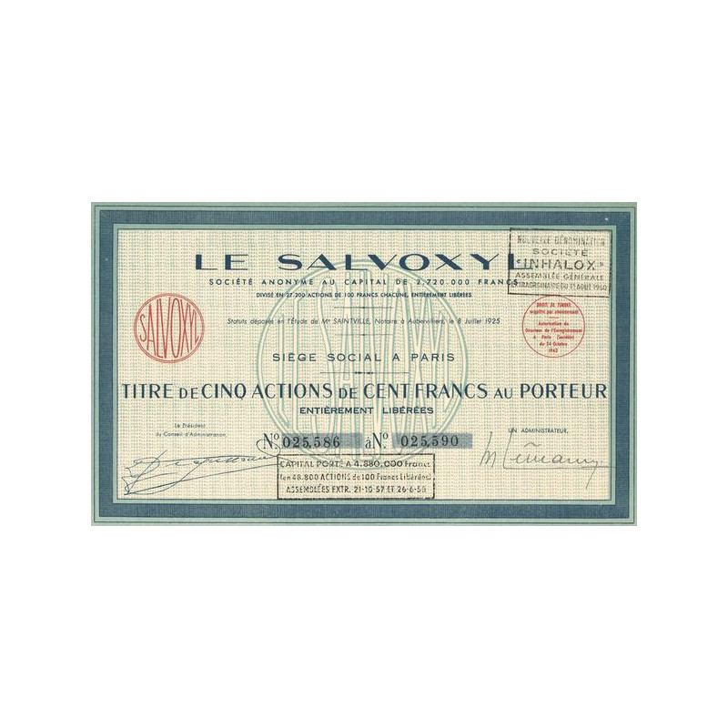 Le Salvoxyl (Titre 05 Act 100 F)