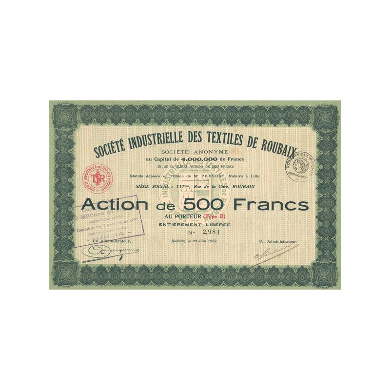 Sté Industrielle des Textiles de Roubaix (Modele 2) (Act 500 F)