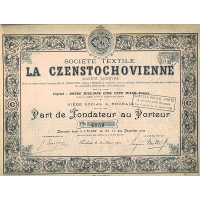 Sté Textile la Czenstochovienne (PF)