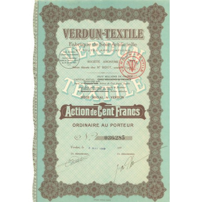 Verdun-Textile - Fabrique de Soie Artificielle et Toutes Applications (Act 100 F)