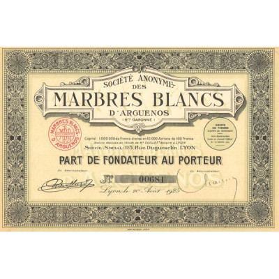 S.A. des Marbres Blancs d'Arguenos (Hte-Garonne) (PF)