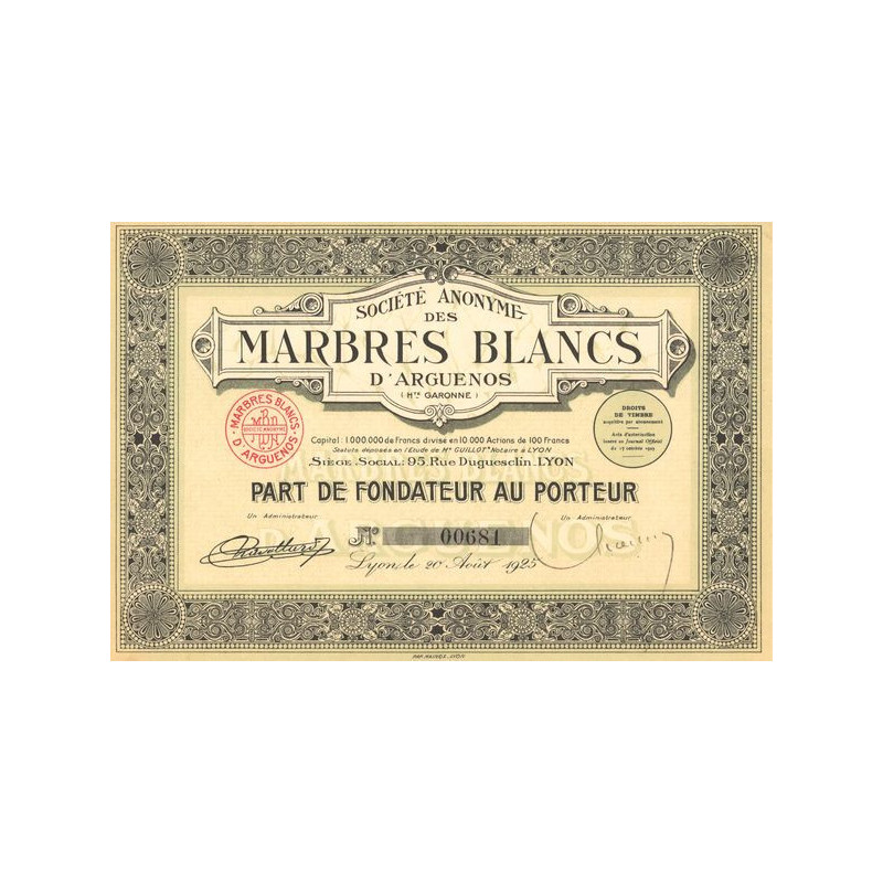 S.A. des Marbres Blancs d'Arguenos (Hte-Garonne) (PF)