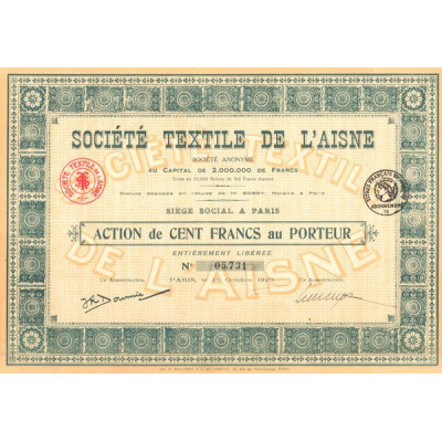 Sté Textile de l'Aisne (Act 100 F)