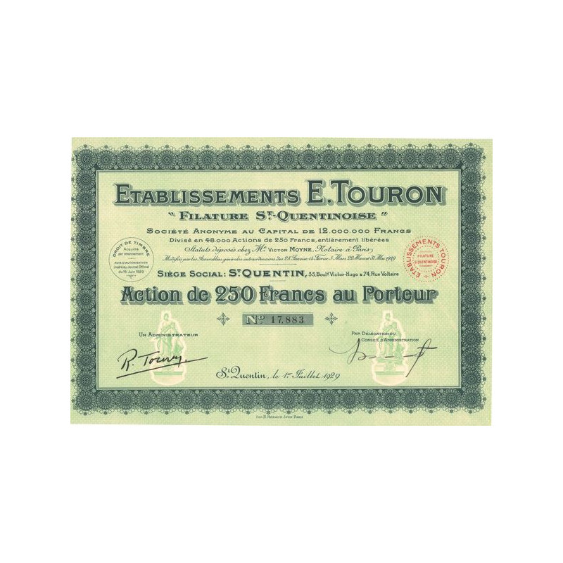 Etablissements E.Touron "Filature St-Quentinoise" (Act 250 F)