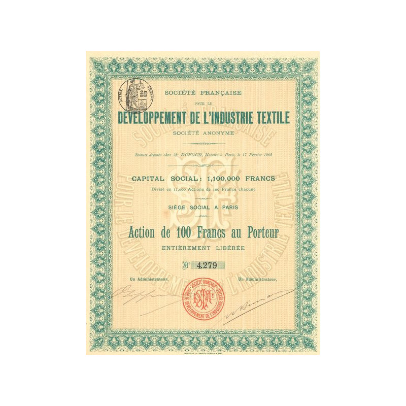 Sté Française pour le Développement de l'Industrie Textile (Act 100 F)