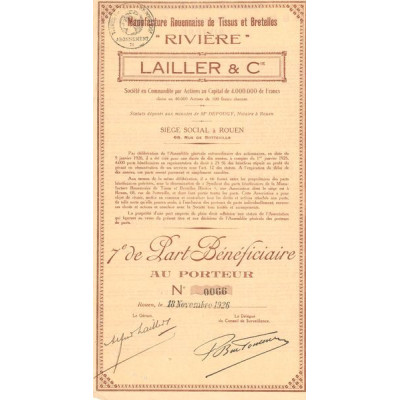 Manufacture Rouennaise de Tissus et Bretelles "Rivière" Lailler & Cie (7ème de PB)