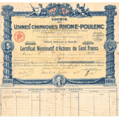 Sté des Usines Chimiques Rhône-Poulenc (Certif Nomin Act 100 F)