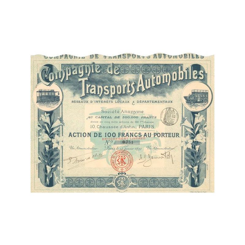 Cie de Transports Automobiles - Réseaux d'Intérêts Locaux & Département (Act 100 F)