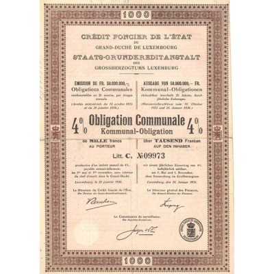 Crédit Foncier de l'Etat du Grand-Duché de Luxembourg - Staats-Grundkreditanstalt des Grossherzogtums Luxemburg (Obl 1000 F 4%)