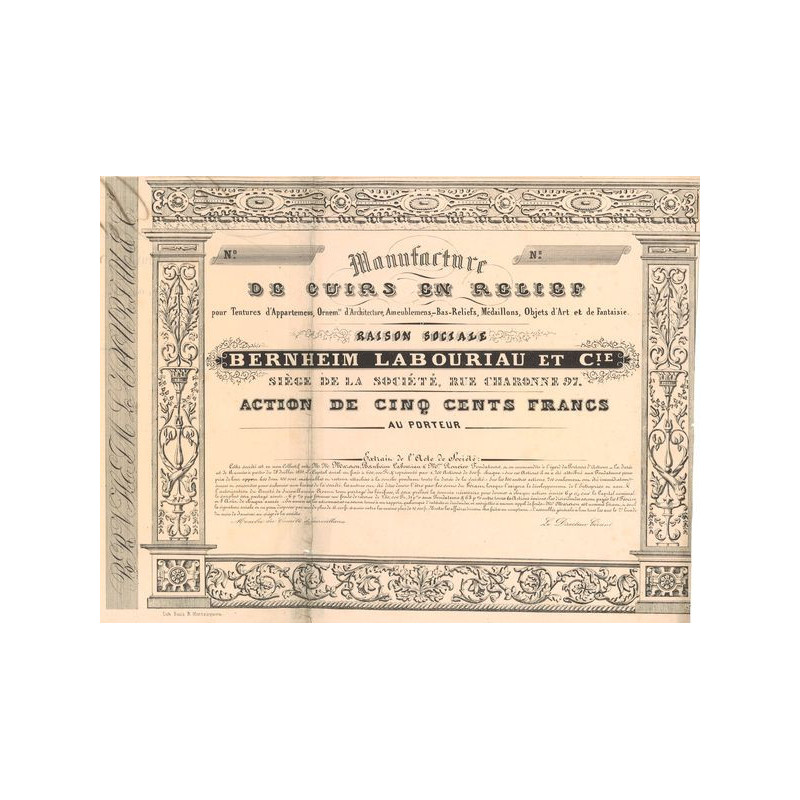 Manufacture de Cuirs en Relief pour Tentures d'Appartemens. Ornemens d'Achitecture. Ameublemens-Bas-Reliefs. Médaillons. Obljets