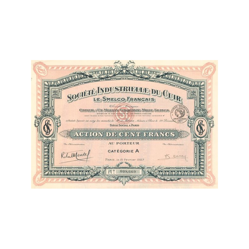 Sté Industrielle du Cuir Le Smelco Français (Act 100 F)