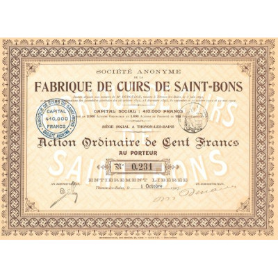 S.A. de la Fabrique de Cuirs de Saint-Bons (Act O 100 F)