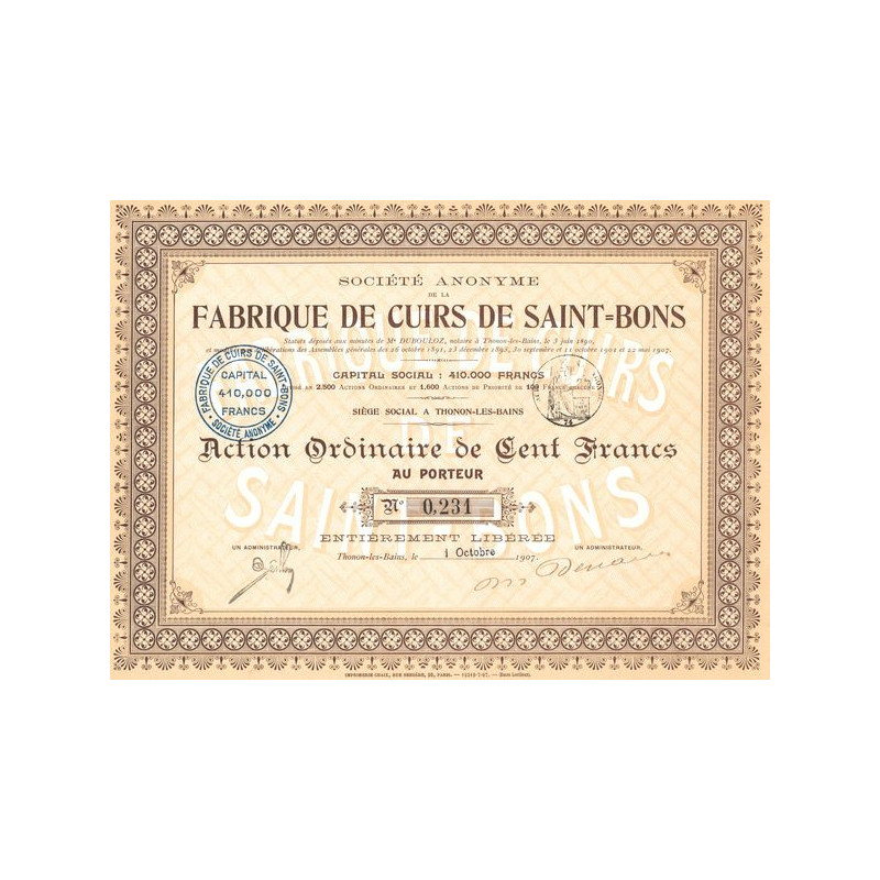 S.A. de la Fabrique de Cuirs de Saint-Bons (Act O 100 F)