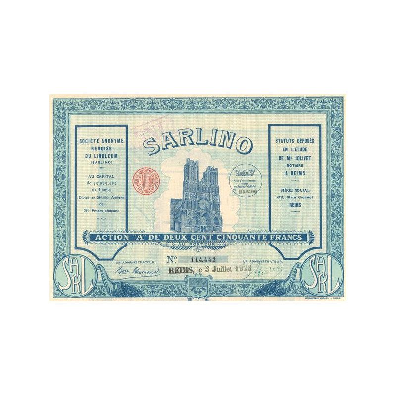 Sarlino S.A. Rémoise du Linoléum (Act A 250 F)