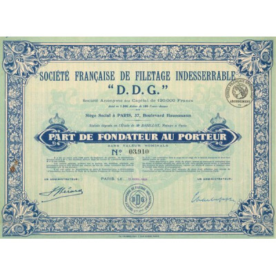 Sté Française de Filetage Indesserrable "D.D.G." (PF)