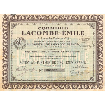 Corderies Lacombe-Emile (P. Lacombe-Emile et Cie) (Act 500 F)
