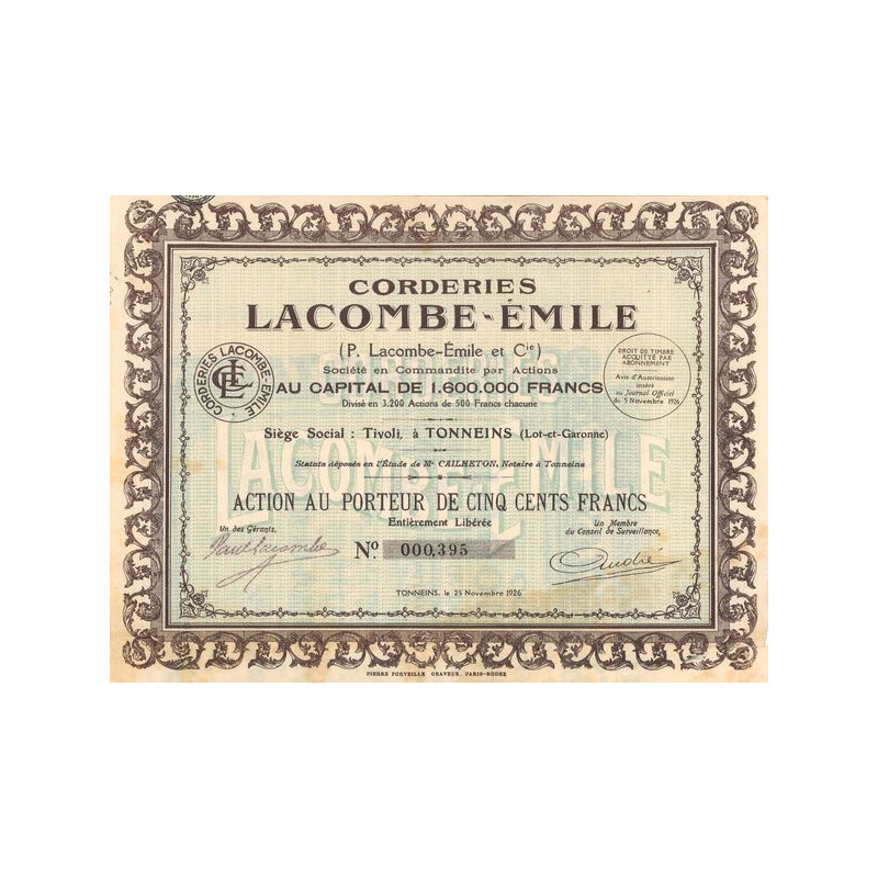 Corderies Lacombe-Emile (P. Lacombe-Emile et Cie) (Act 500 F)
