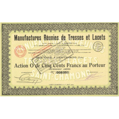 Manufactures Réunies de Tresses et Lacets (Act O 500 F)