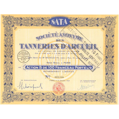 SATA S.A. des Tanneries d'Arcueil (Act B 100 F)