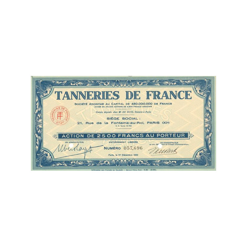 Tanneries de France (Act 2500 F)
