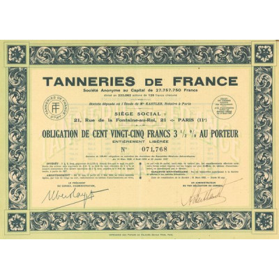 Tanneries de France (Obl 125 F 3% 1/2)